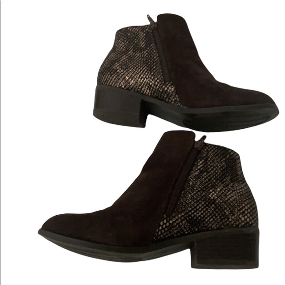 Like New Sporto Brown Suede and Snake Skin Booties Size 7W - Picture 3 of 7